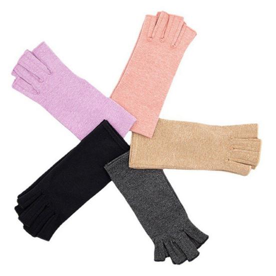 Gikt Hansker Menn Kvinner Fingerløse Kompresjonsinnpakning Elastiske Hansker for Håndsmerter Og Osteartrose Lindring Sykling Fitness