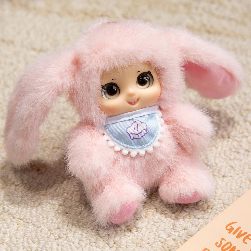 Cute Family Vinyl Doll Cute Bear Sheep Rabbit Frog Plush Pendant Bag Cute Little Doll Treasure