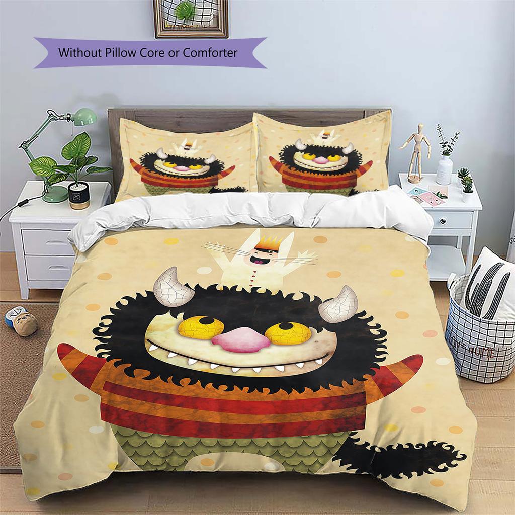 Where the Wild Things Are Pattern Bedding,Quilt Set Quilt Cover Pillowcase Home Birthday Gift(1 * duvet cover + 2 * pillowcase, without core)