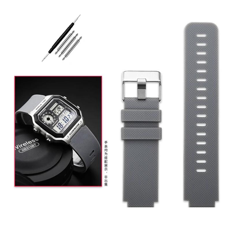 

Для часов Casio AE-1200 AE1200/1300 SGW400 AQ-150W A158 A159 A168 Модифицированный Водонепроницаемый Силиконовый Резиновый Ремешок для Часов 18мм Ремешок 18mm