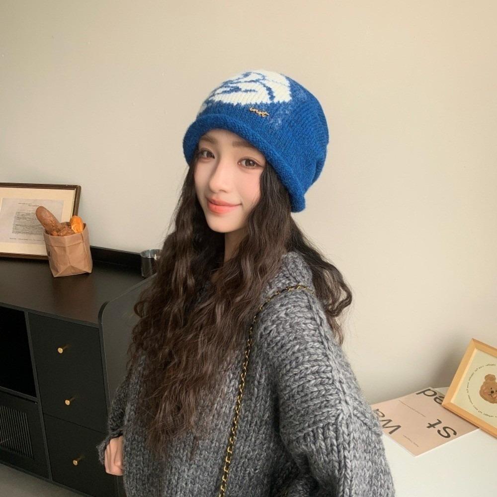 Face Slimming Slouchy Floral Beanie Hat Stretch Fit Women Thick Beanie Hat  For Women
