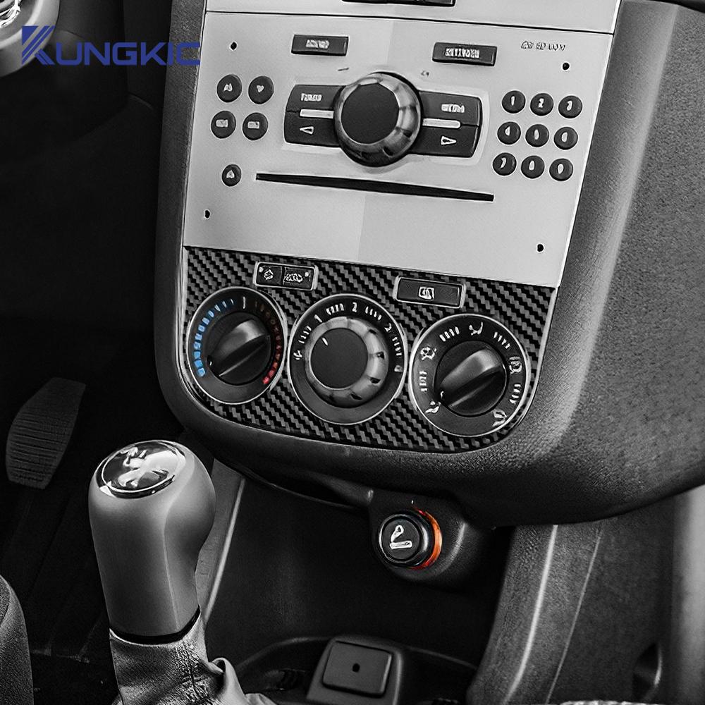 Real Soft Carbon Fiber Sticker For Opel Corsa 2007 2008 2009 2010 2011 2012 2013 2014 LHD RHD Car Central Control AC Knob Panel