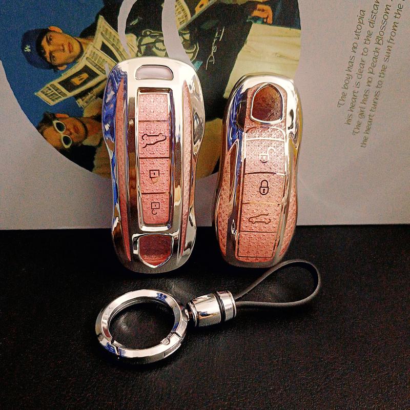 Pink Diamond Tpu 3 Button For Porsche Panamera Spyder Carrera Macan Boxster Cayman Cayenne 911 970 981 991 Car Key Case Cover