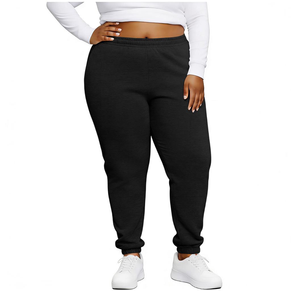 Women's Fashion Plus Size Colour Elasticated Waist Trousers With Cuffed Legs And Side Pockets