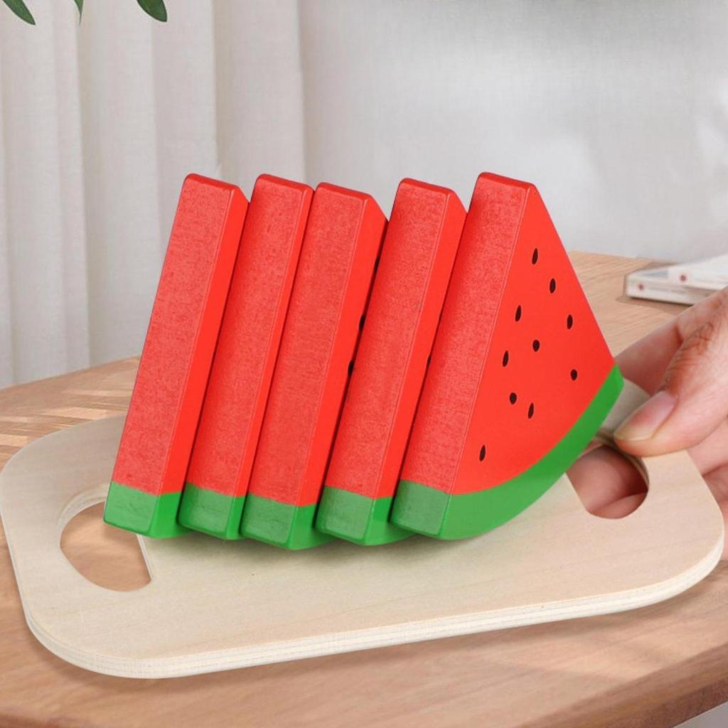 Holz Wassermelonen Scheiben Spielset für Kinder - Heimküche Partydeko Rollenspiel Lernspielzeug für Jungen & Mädchen Sommergeschenk
