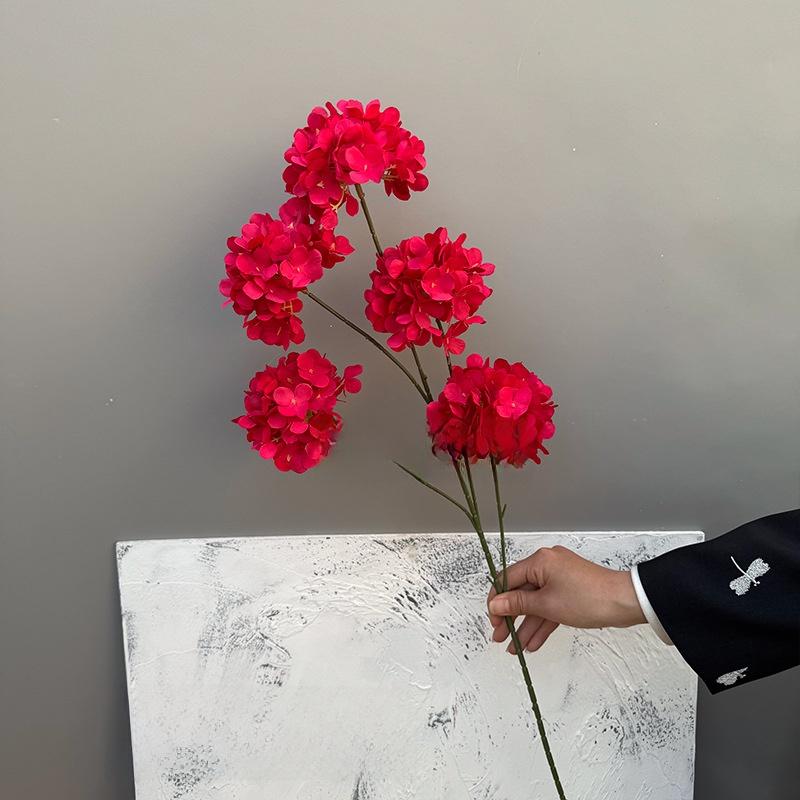 Snowball Viburnum Artificial Hydrangea Flowers Pink Faux Silk Flower Fake Floral Props Home Decor