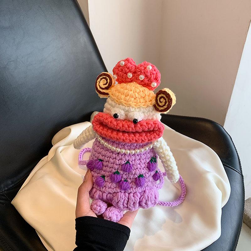 Premium Sense Niche Messenger Bag Female 2025 Autumn and Winter New Cute Funny Sausage Big Mouth Mobile Phone Bag Change Bag