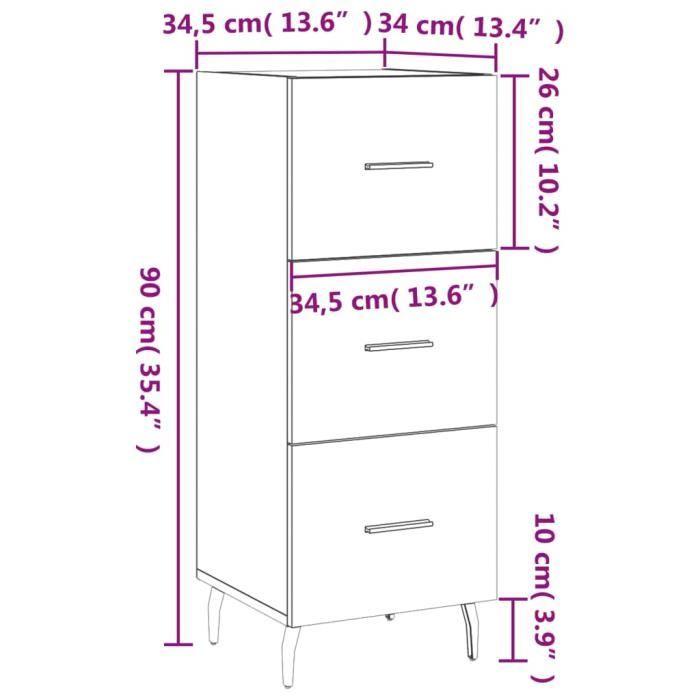 VidaXL Buffet Chêne fumé 34,5x34x90 cm Bois d'ingénierie 828625