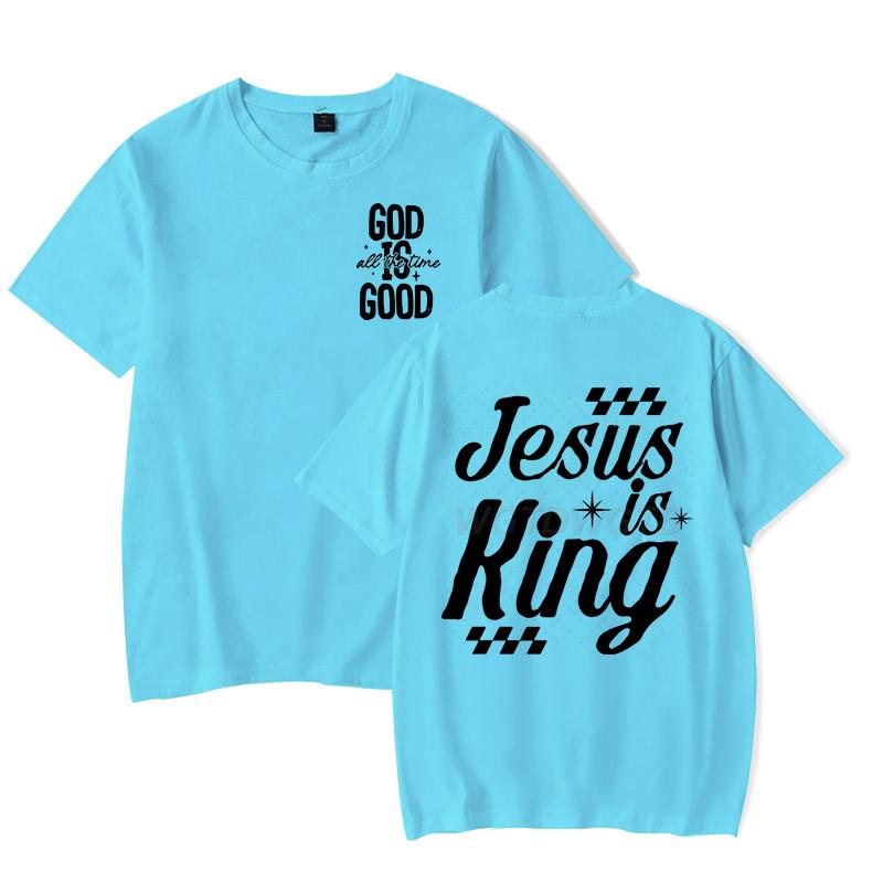 Gift for Christian Tshirt Unisex Women Jesus Is King Graphic Tee Crew Neck Fashion Summer Tops Jesus Religious Faith Based TShirt