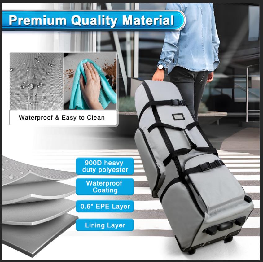 Golf Airline Travel Bag, Thickened 900D Waterproof Fabric with Durable Tank Wheels