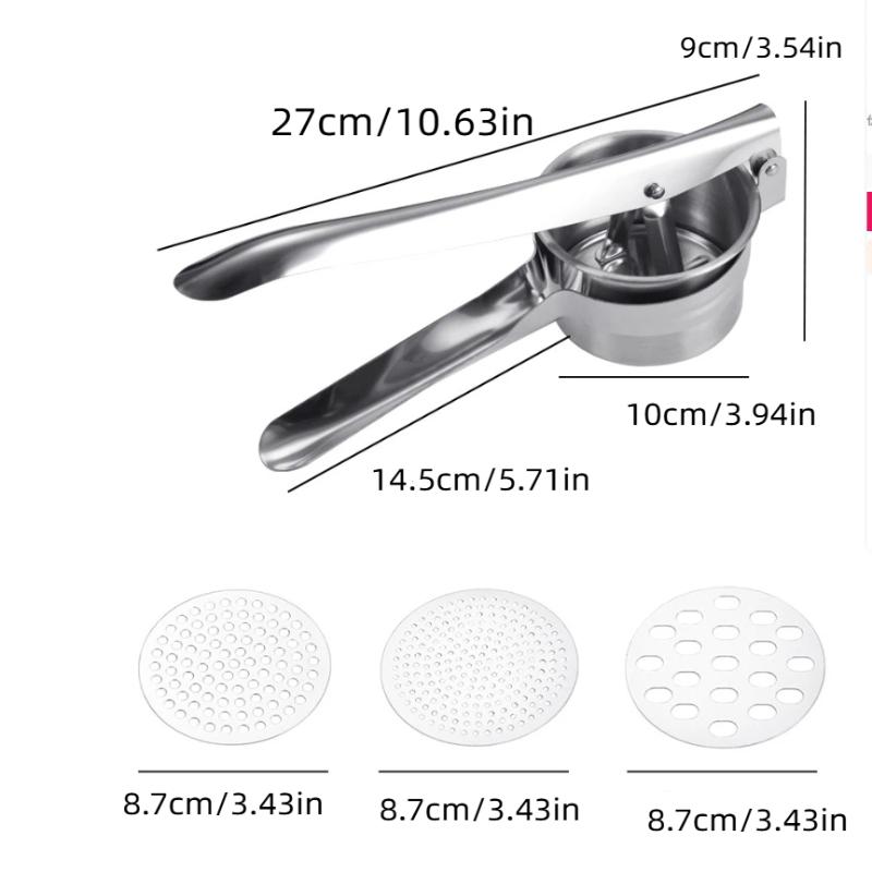 1pcs Stainless Steel Potato Ricer With Silicone Handle And Replaceable Chassis Potato Mashers Presses Mashing Mashed Potatoes