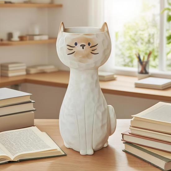 Cute Pet Shaped Flower Vase, Decorative Small Cat/Dog Resin Vase for Living Room, Bookshelf, Dining Table, Kitchen Decor