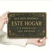 Metal Wall Art Sign, Spanish “ This Home” Quote, Rustic Iron Wall Decor For Living Room, Bedroom, Dining Room 20*15cm