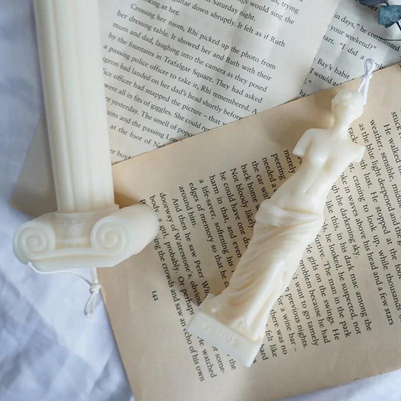 3D Roman Column Candle Mold Ancient Pillar Silicone Mold DIY Venus Portrait Scented Candle Body Plaster Silicone Mold Home Decor