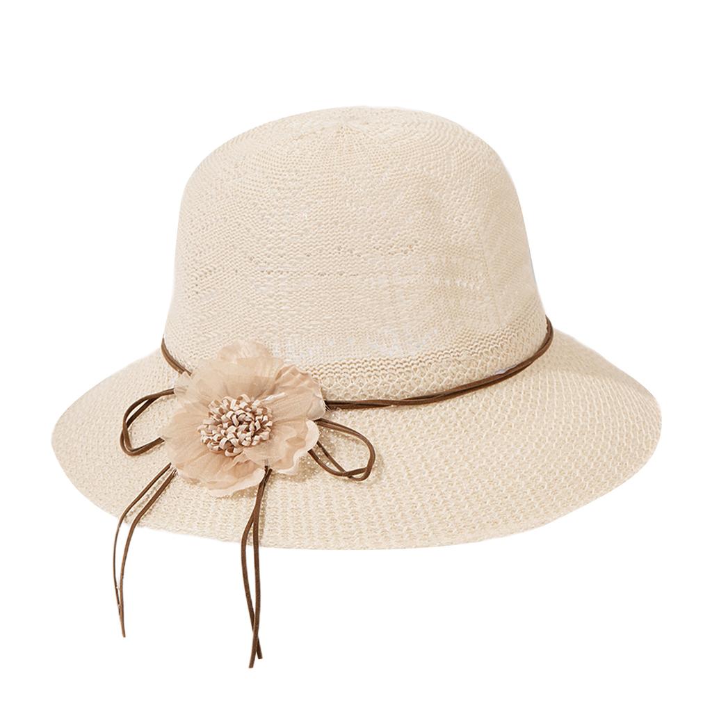 Boho Flower Decor Summer Straw Hat Women Wide Brim Bucket Hats Fashion Travel Beach Holiday UV Protection Sun Caps