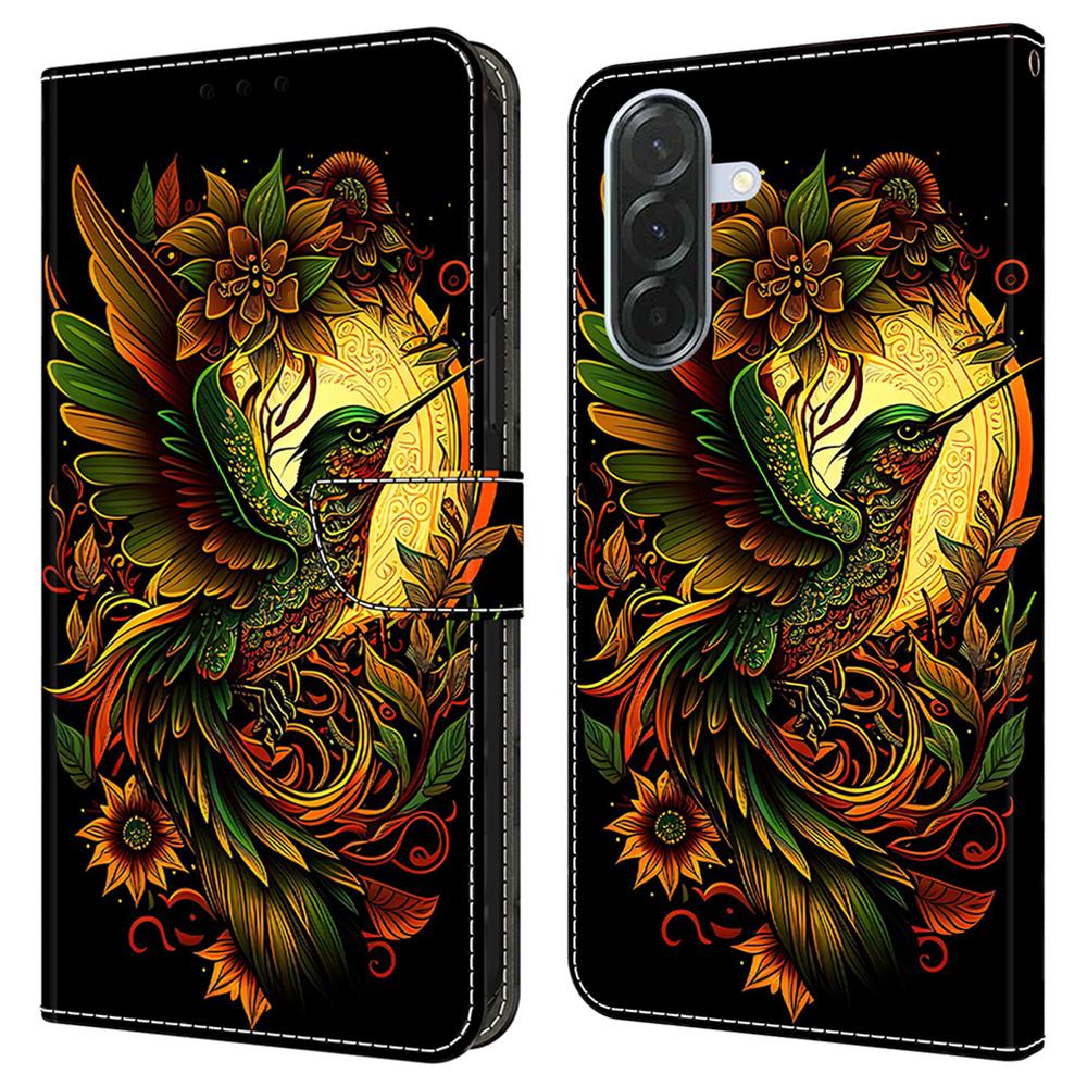 Kožené pouzdro pro Samsung Galaxy A16 5G/4G s potiskem vzoru, peněženkou a stojánkem, flipový kryt na telefon