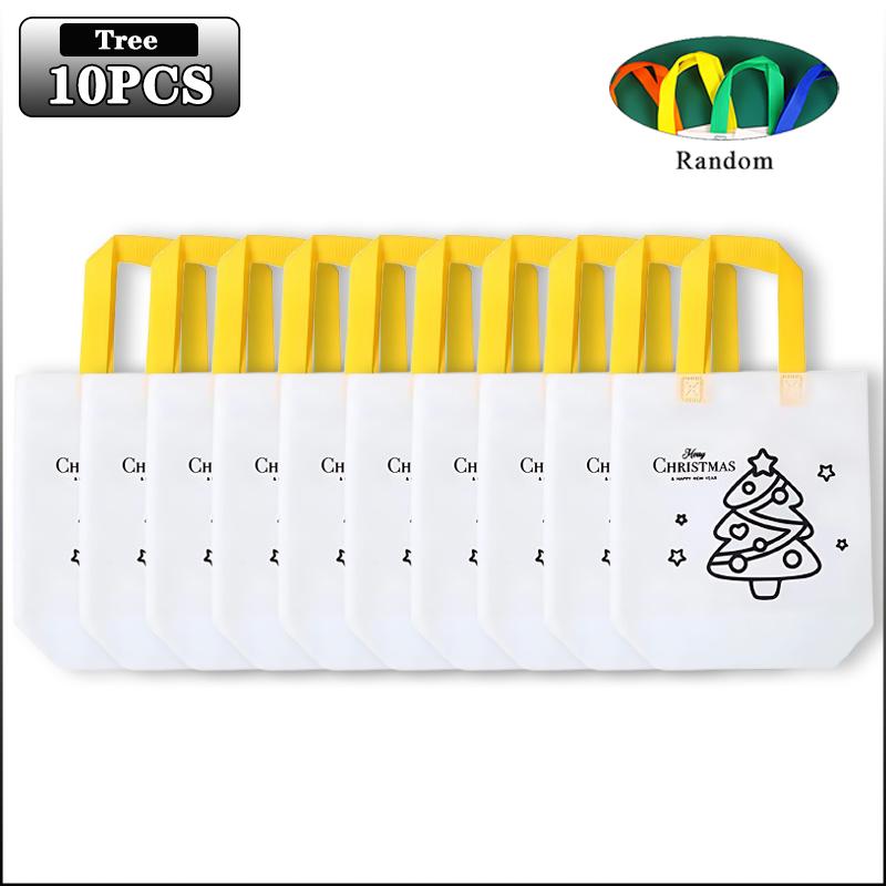 10-50PCS Christmas DIY Graffiti Bags Non Woven Handmade Painting Bags for Kids Art Crafts Gift Coloring Reusable Xmas Handbag