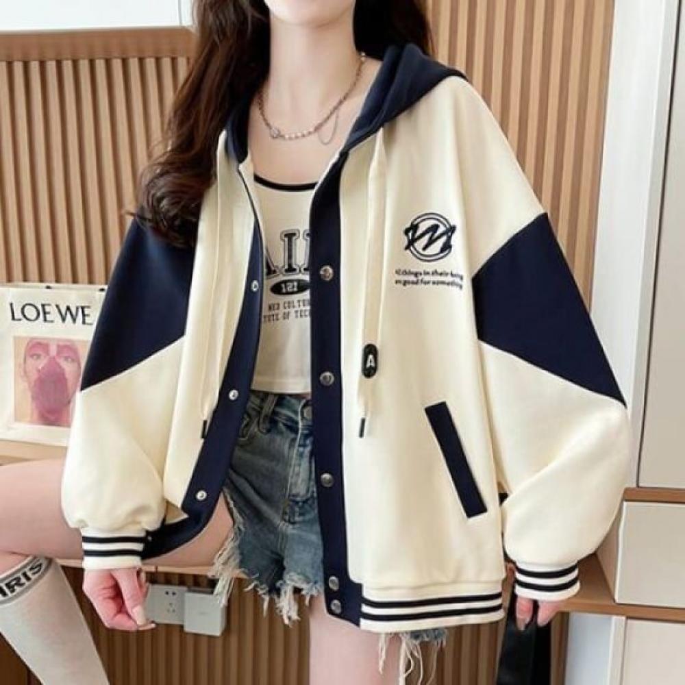 Navava Women Casual Color Block Long Sleeve Hoodie Jacket Nc364