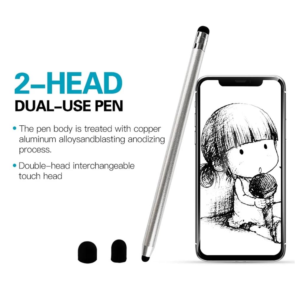 Portable For Screen Dual Tips Dual Heads Ends Tablets Pen Touchscreen Stylus Pens Touch Pen