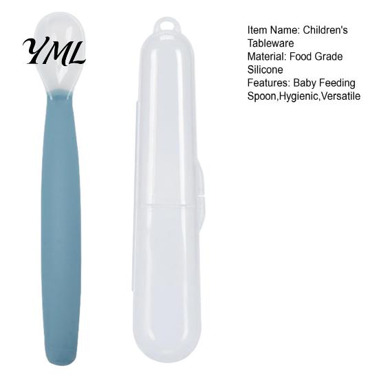 Portable Feeding Set for Travel Silicone Baby Spoon, Soft Non Slip Training Utensil, Easy Cleaning Complementary Spoon Infants And Toddlers