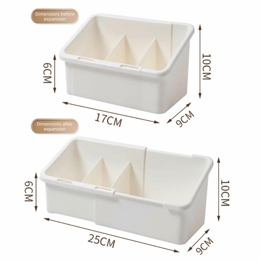 Expandable Design Cosmetic Storage Box White Desktop Storage Rack  Bathroom Organization