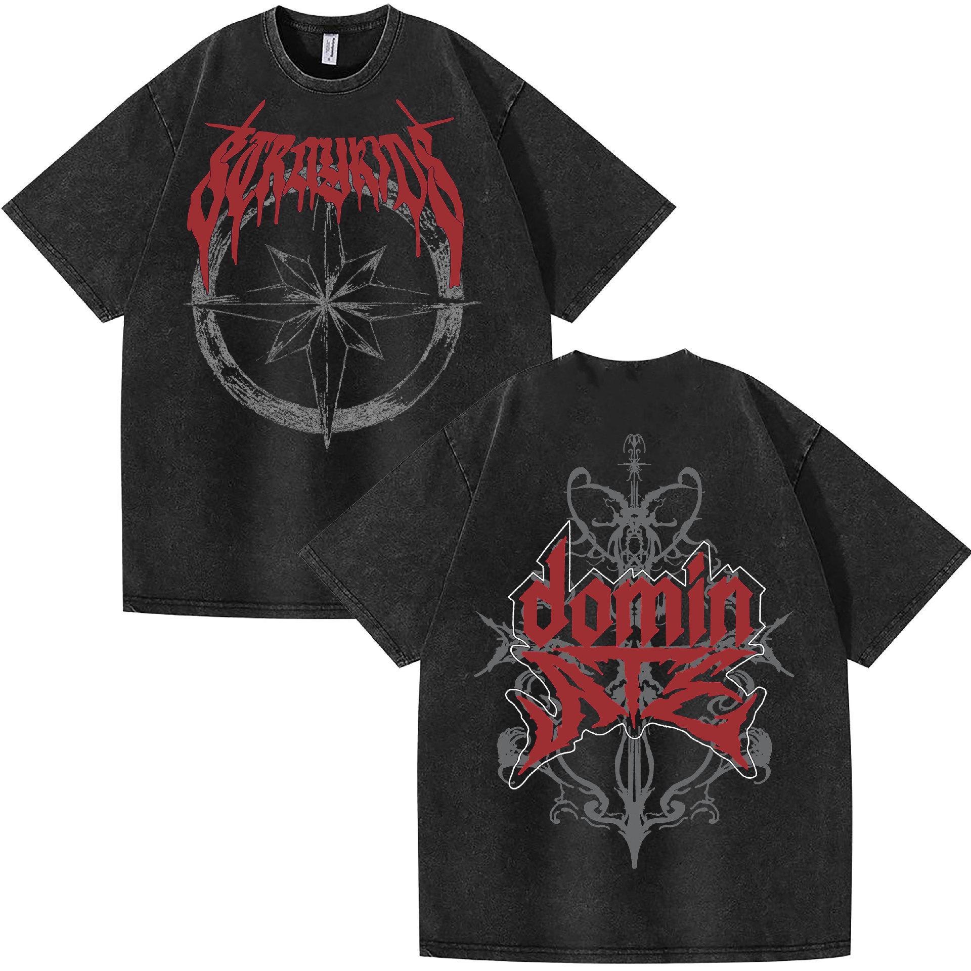 Washed Stray Kids Combination Peripheral Printing Summer Short-Sleeved T-Shirt Pure Cotton Loose S