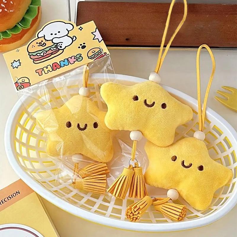 Cartoon Plush Star Pendant Gift Hangings Ornament Yellow Plush Hangings Bag Accessories Bag Pendnat Car Keys Accessories