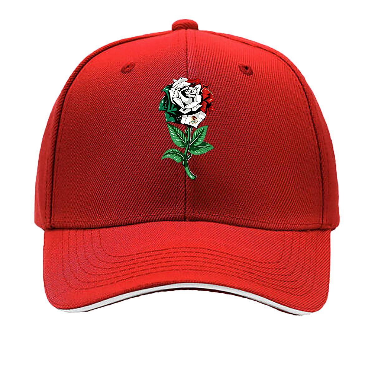 Adjustizable Mexican Flag Rose Design Unisex Cap FlatEdged Baseball Hat Suitable for SpringSumme Sandwich Baseball Cap One Size