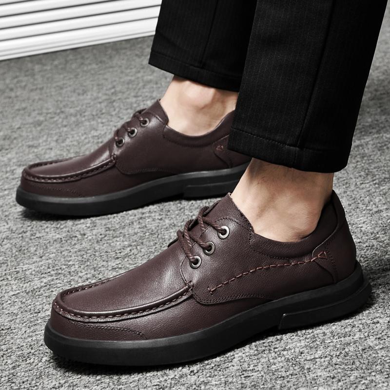 Boty z pravé kůže Pánské Ručně vyráběné Slip On Business Neformální kožené boty Klasické měkké prodyšné pánské boty ploché