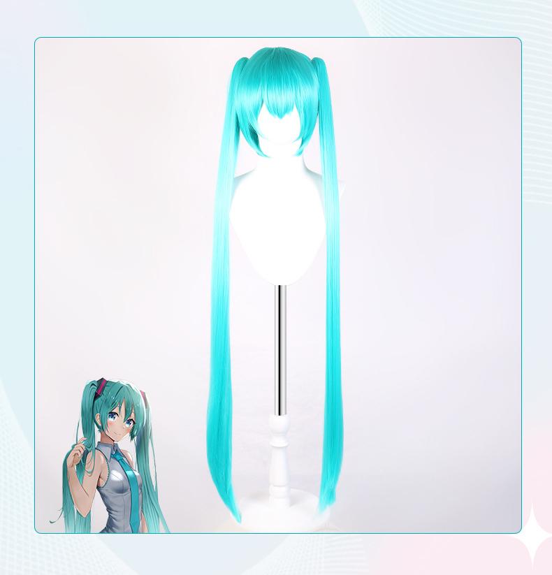 110 cm Hatsune Miku Cosplay Peruka Długie odporne na ciepło Syntetyczne Spinki do włosów Kucyki Peruki Lolita Halloween Peruka Prop Akcesoria Prezenty