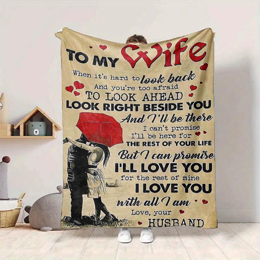 1pc Love Quotes for Wife Blanket - Perfect Gift for Birthdays, Christmas & Halloween- Soft, Warm & Versatile Yy250909132