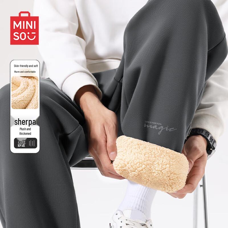 MINISO Men s Fleece-Lined Jogger Sweatpants L