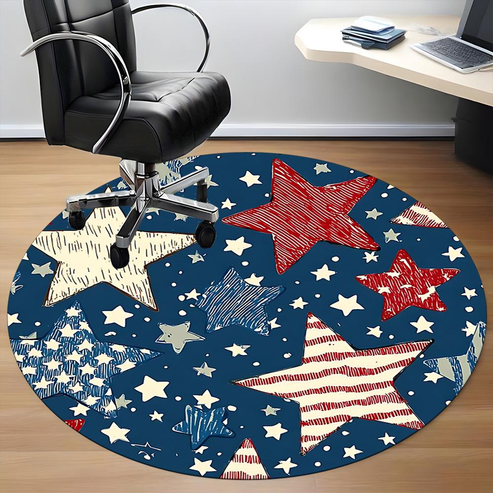 1pc Stars American Office Round Area Rug,  Mat Suitable ForOffice, Under Office Chairs Bedroom Living Room Home Decor, Room Deco