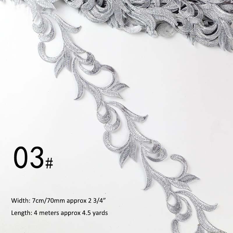 Gold Silver Thread Heavy Embroidery Lace Ribbon Shiny Diy Ethnic Garment Costume Dress Embellished Textile Iron-on Lace Trims