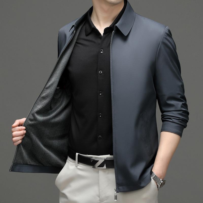 Spring and Autumn New Lapel Jacket Men's Versatile Thin Jacket Men's Casual Men's Dad Clothing