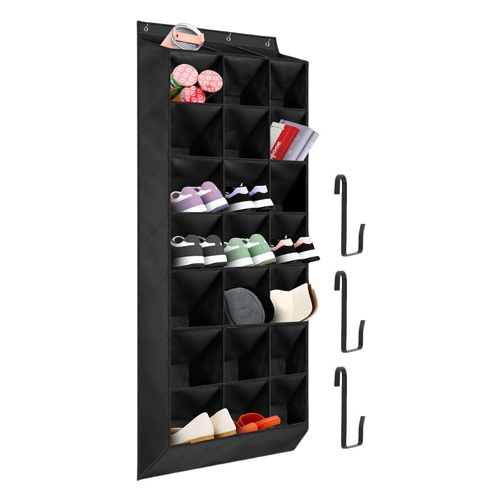 

24-секционная настенная полка для хранения обуви, дверная полка для хранения обуви, полка для хранения обуви на двери шкафа, полка для хранения обуви для домашнего хранения обуви чёрный
