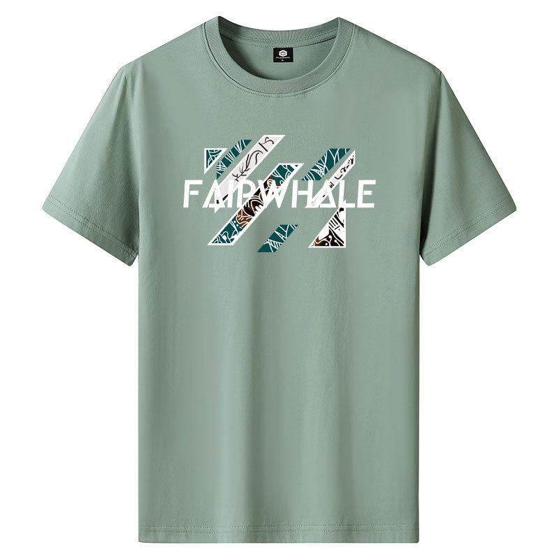 Faipwhale M-6XL Pure Cotton Mens Short-sleeved T-shirt Round Neck Boy Casual Tee Shirt