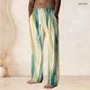 Men S Plus Size Navy Blue Printed Drawstring Waist Straight Leg Beach Pants With Pockets