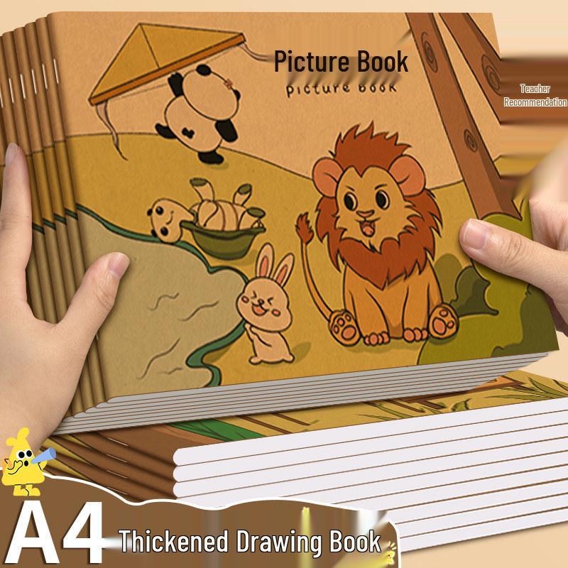 Thick A4 Blank Tearable Sketchbook for Kids - Non-Bleed Elementary & Kindergarten Art Drawing Book Lion King Staple-bound