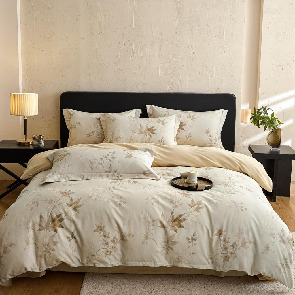 New Cotton Ceramic-Brushed Digital Print 4-Piece Eco Bedding Set for Autumn & Winter