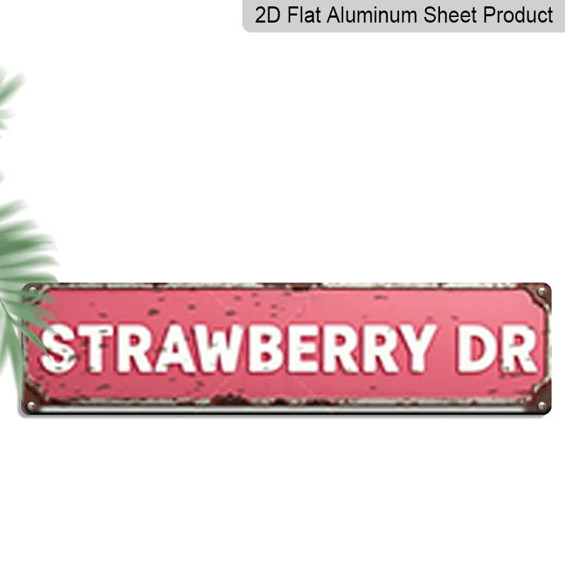 

2D Flat, 1pc, Strawberry Dr Metal Sign, Aluminum Decorative Sign, Retro Pink Aluminum Metal Wall Art for Home, Porch, Garden & Outdoor Decor 40cm x 10cm