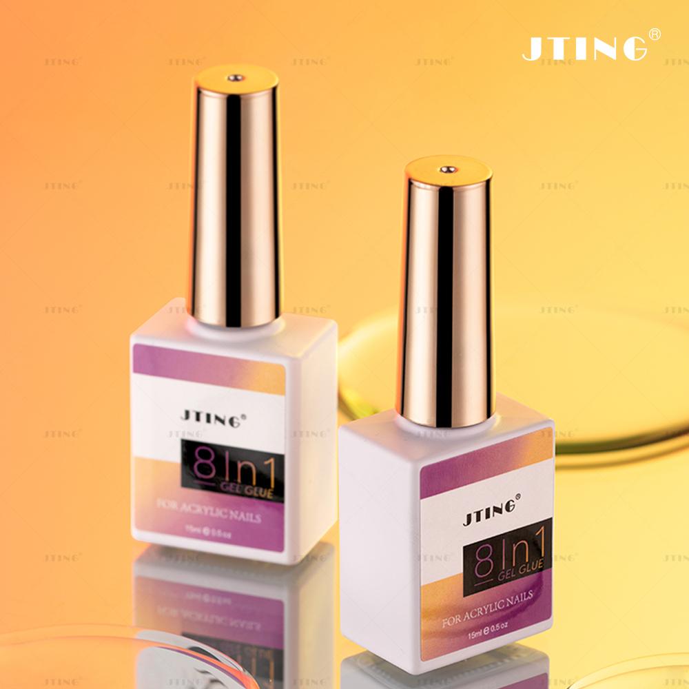 JTING New arrival 8 IN 1 nail function glue gel for Rhinestone OEM ODM Nail hard Builder Base gel Mixing and Leveling