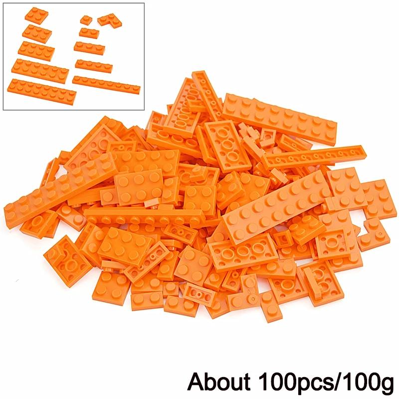 100Pcs Bulk Parts Thin Bricks 12 Size Mixed 15 Color Building Blocks Figures MOC Model Educational Construction Toy for Kid Gift