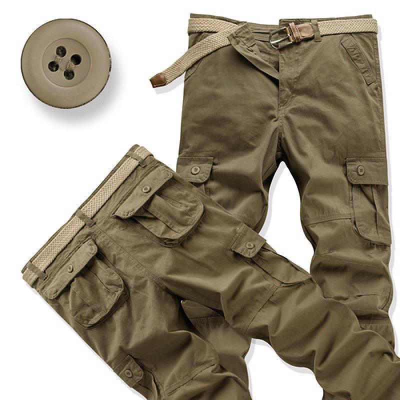 Men's Loose Fit Cotton Tactical Pants with Multi-Pockets