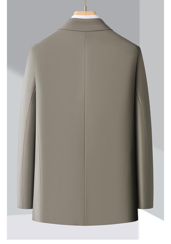 Autumn 2025 Men's Iron-Free Lapel Windbreaker Jacket for Middle-Aged & Elderly - Casual, Versatile, Buttoned Coat