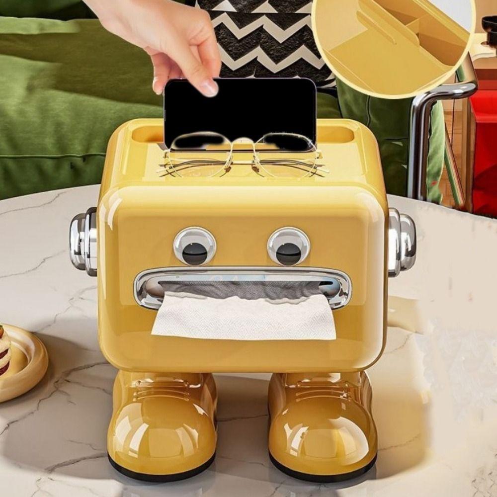Large Capacity Cartoon Tissue Box Space Saving Decorative Napkin Storage Box Cute with Phone Holder Paper Towel Case
