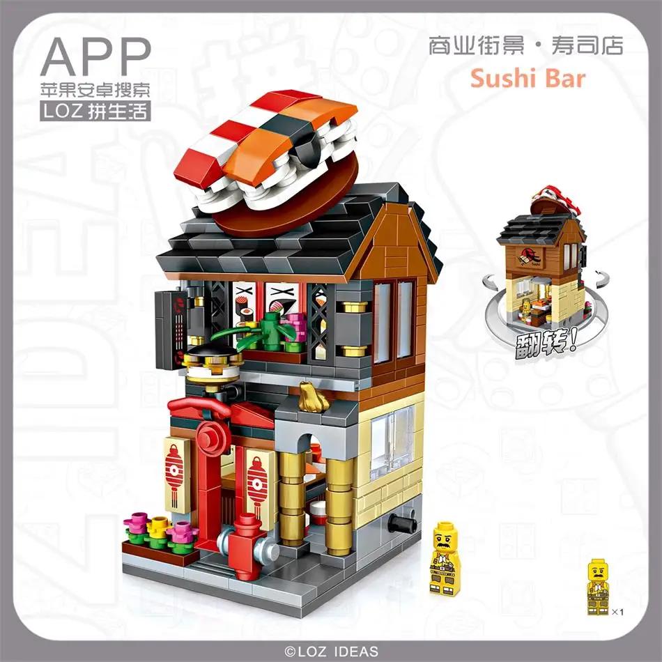 LOZ Blocks FUN Ideas Mini Street Store Toy Small Flower Pisa Shop Brinquedos MOC City House Food Building Bricks Girl Gifts