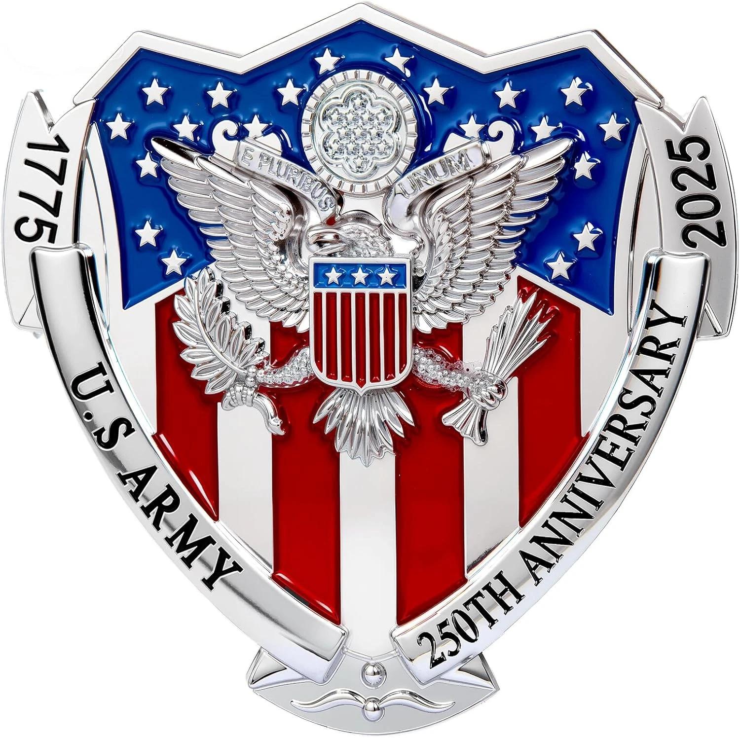 US NAVY Metal Car Emblem 3D Decals Shield Shape with Eagle, Enamel American Flag,Gift for Veterans/Military Supporters (US NAVY)