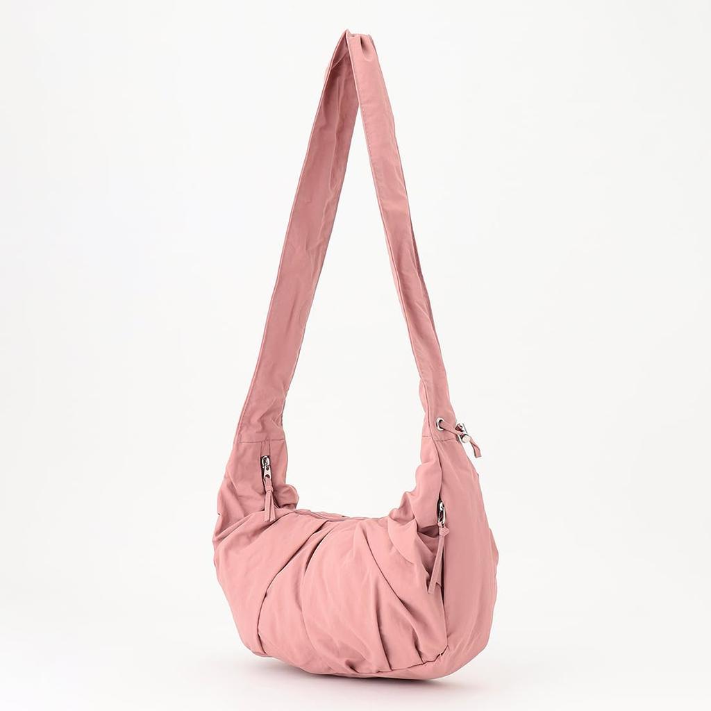 Maison Vert Lightweight Gathered One-Shoulder Bag, Small, Pink (50)