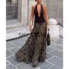 Autumn New Women's Clothing French Vintage Style Ruched Decorative High Waist Print Silm Mid Length Long Length Midi Skirt Skirt